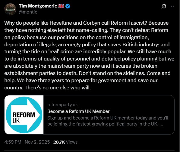 Tim Montgomery Reform - Fascists call to arms